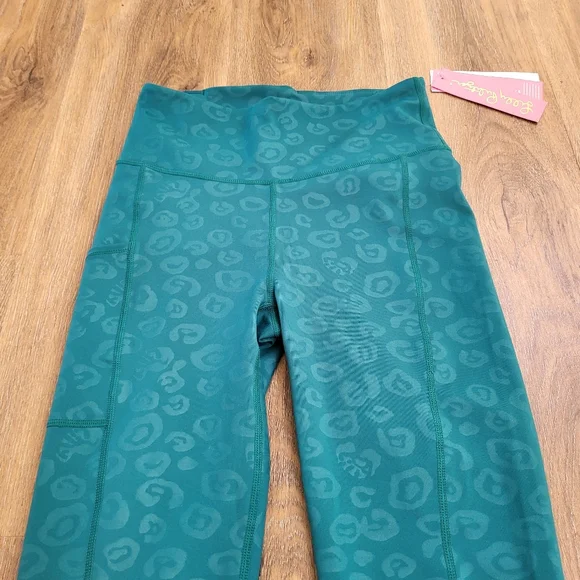 LILLY PULITZER Luxeletic WEEKENDER HIGH RISE Midi Leggings Small Spruce Green